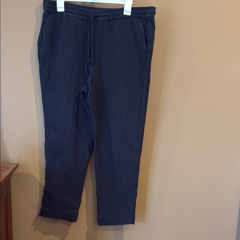 J. Jill Navy Blue Textured Drawstring Pants